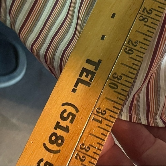 Mens BURBERRY White Red Pink Strip Button Down Long Sleeve Shirt Size 15 /38 - Picture 9 of 10